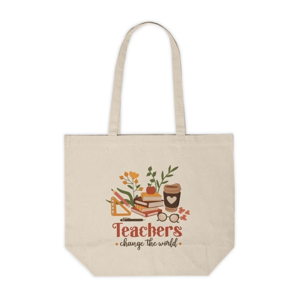 Teachers Change The World Custom Canvas Tote Bag
